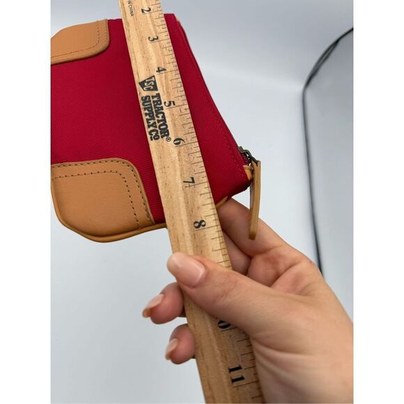 MaggiB Classic Red Brown Leather Accented Zipper Pouch - Picture 4 of 6